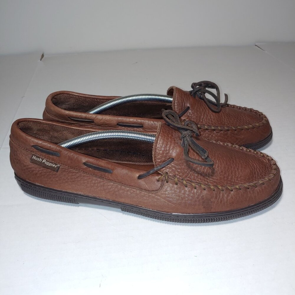 Hush Puppies Brown Pebbled Unlined Leather Loafers Size 12M